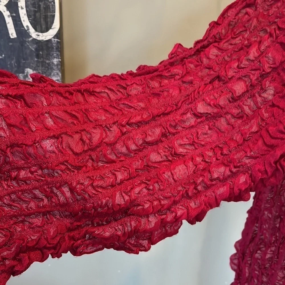 🐠Scarf burgundy stretchy ruched smocked fringe edge
